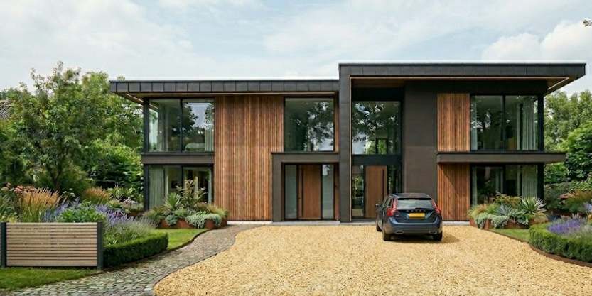 Split als halfverharding bij een oprit van een woning