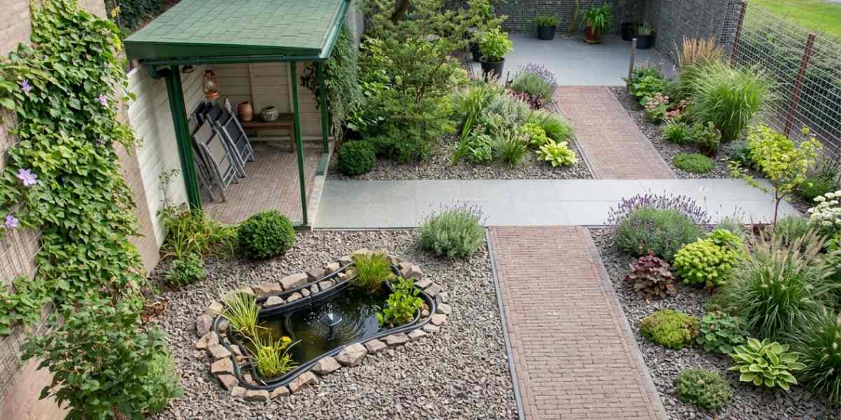 Een tuin met split daarin verwerkt